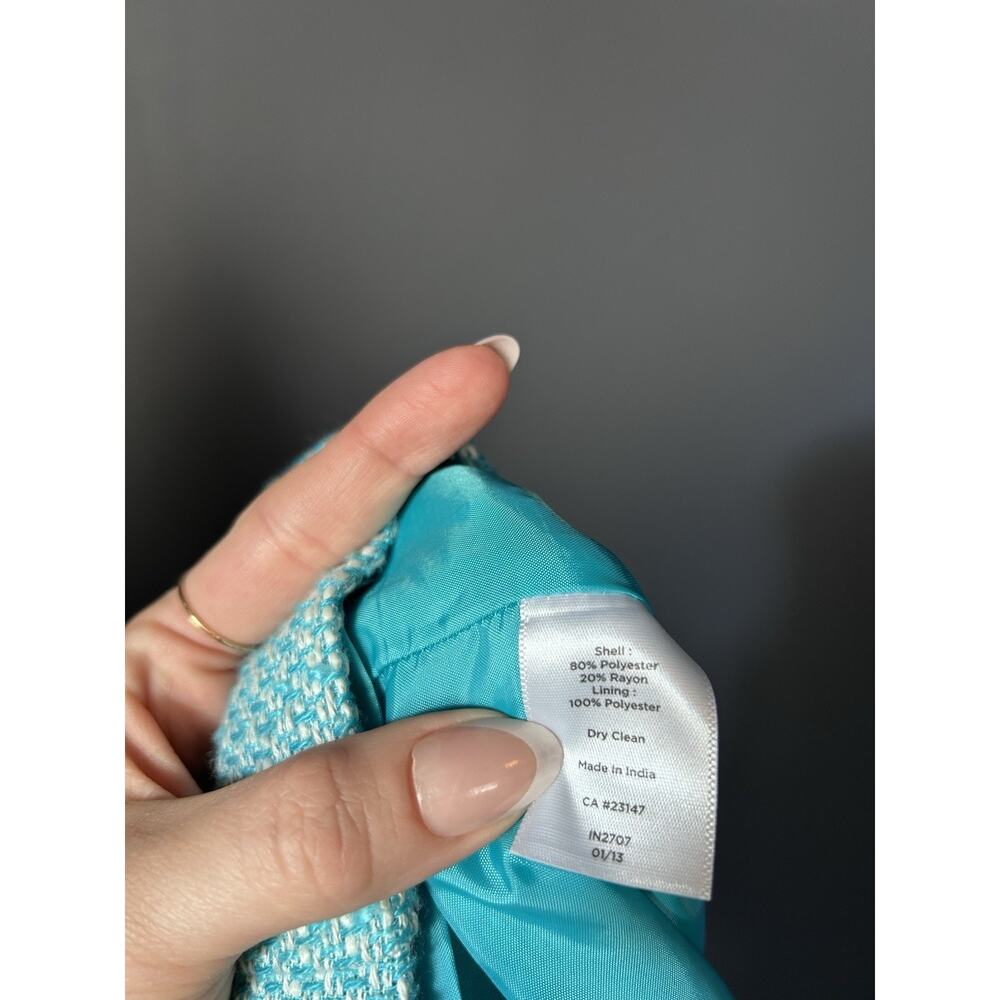 Talbots Sleeveless Dress Teal Tweed Summer Spring Coastal Preppy Classic 12P - Picture 12 of 13